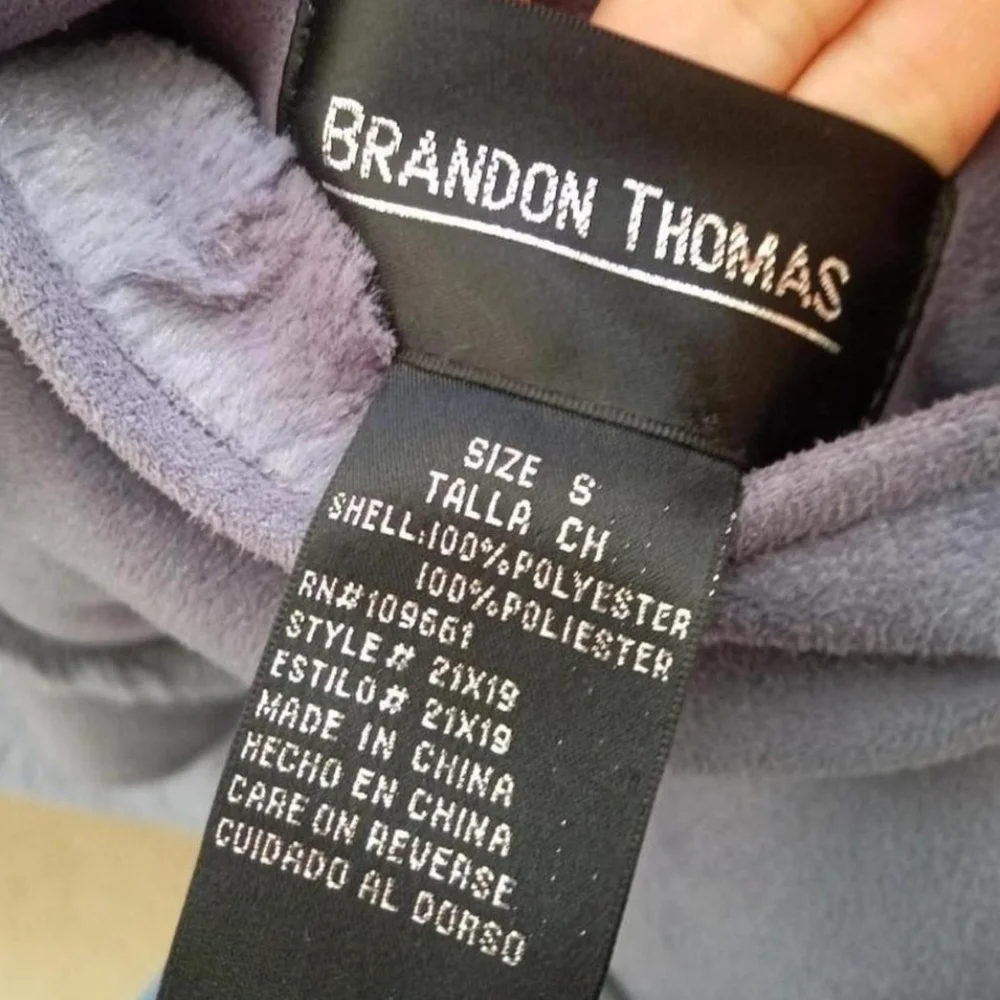Brandon Thomas vintage Y2K blue gray/purple faux micro suede sherpa lined coat - Picture 8 of 8